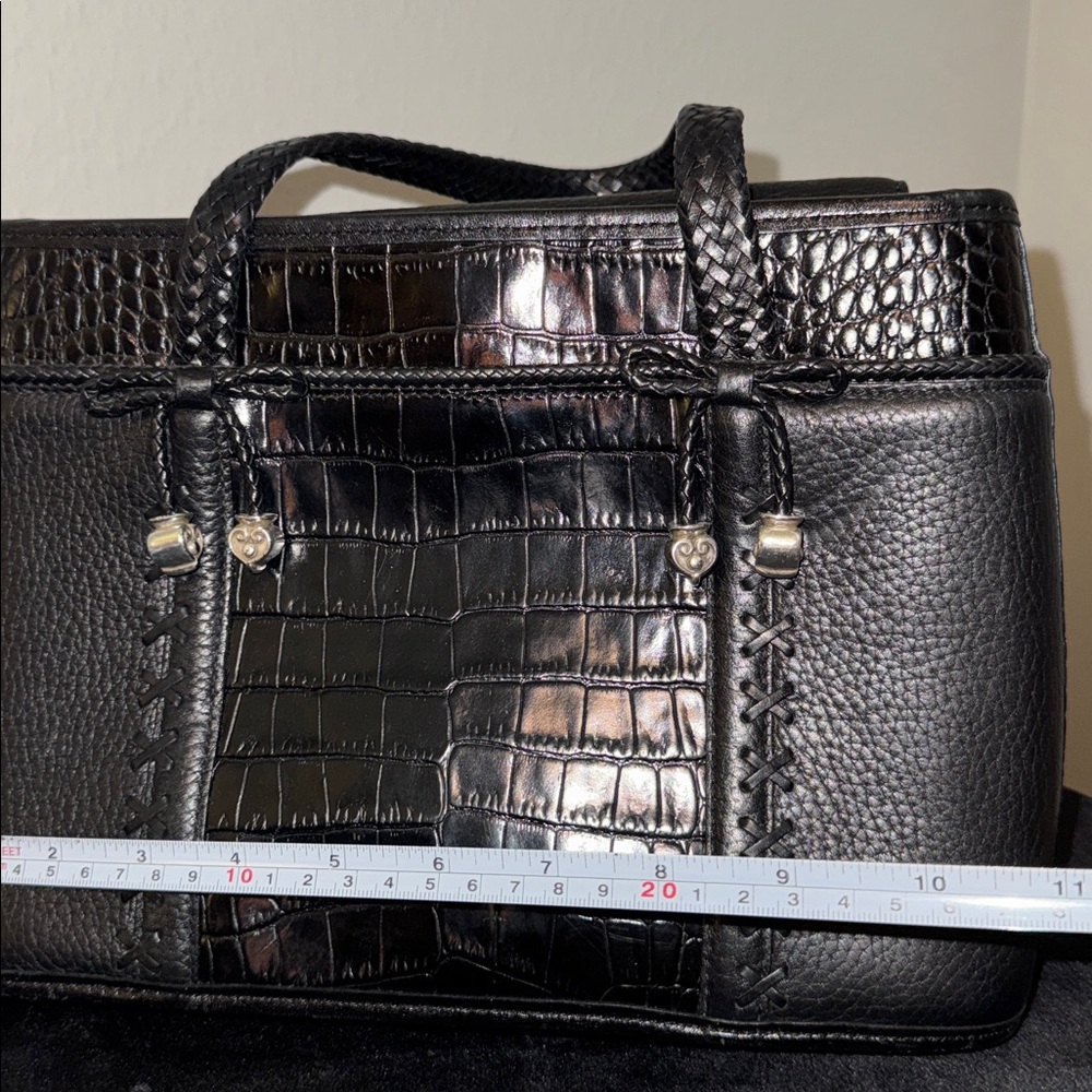 Brighton Women’s Black Croc Embossed Pebbled Leather Small Tote Bag Purse - Picture 13 of 14